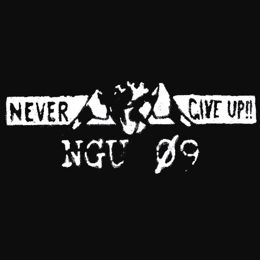 Ngu Logo - NGU Logo Screen Print square white on black. Never Give Up!