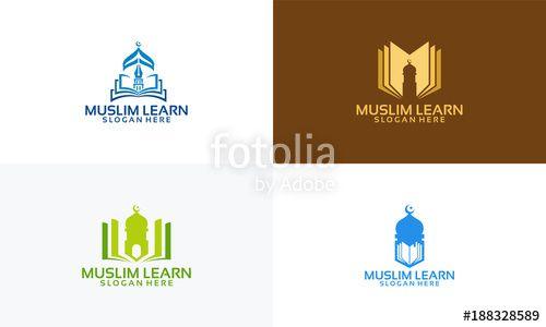 Fotolia Logo - Set of Muslim Learn logo designs concept, Muslim Education logo