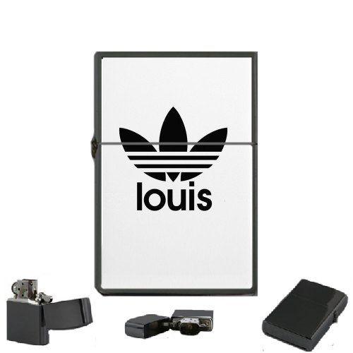 Lighter Logo - Louis Tomlinson Fake Adidas Logo Windproof Flip Top Black Lighters Briquet Encendedor