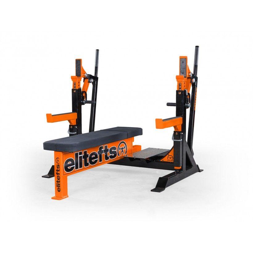 Bench Logo - elitefts™ Signature Competition Olympic Bench with Safeties, Foot Lever,  and Logo Panels