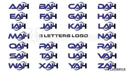 Vah Logo - 3 letters modern generic swoosh logo AAH, BAH, CAH, DAH, EAH, FAH ...