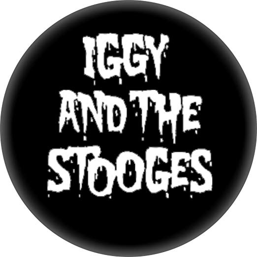 Iggy Logo - Iggy And The Stooges (White On Black) Button Pin