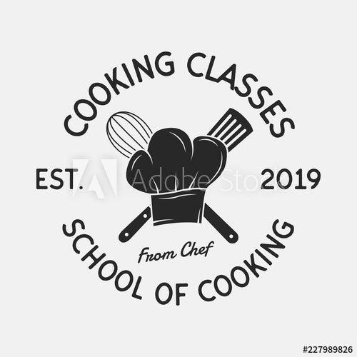 Culinary Logo - Cooking Classes vintage logo. Chef's hat ,Whisk and Spatula icons ...