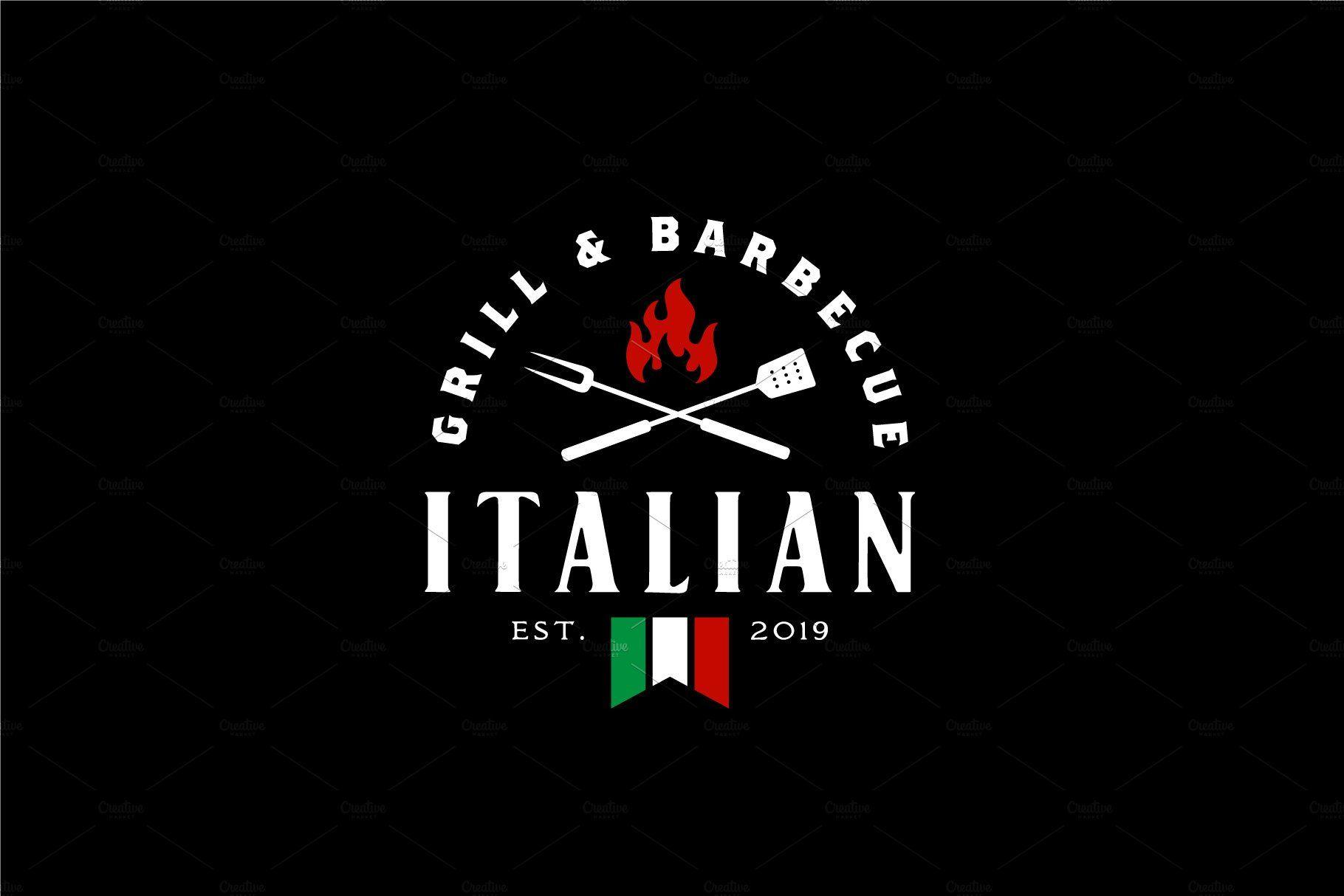 Barbeque Logo - Vintage Italian Grill Barbeque Logo