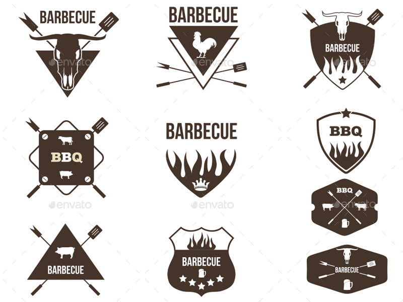 Barbeque Logo - 10 Barbecue Badges, Emblems, Logos and Stamps Vol.3 by Petya ...