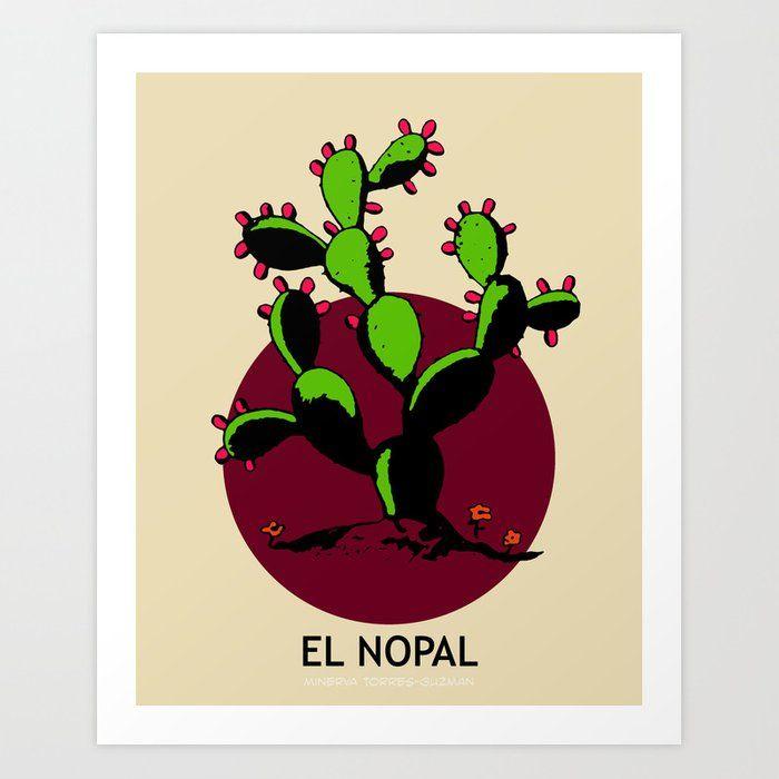 Nopal Logo - El Nopal Mexican Loteria Card Art Print by minervatg