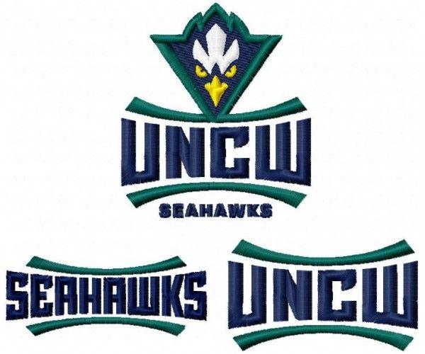 UNCW Logo - NC Wilmington Seahawks logo machine embroidery design for instant