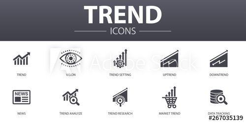 Uptrend Logo - trend simple concept icons set. Contains such icons as trend setting
