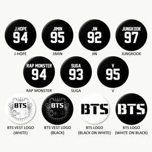 Jin Logo - Details About BTS Logo Jersey Pinback Button KPOP J Hope Jimin Jin Jungkook Rap Monster Suga V