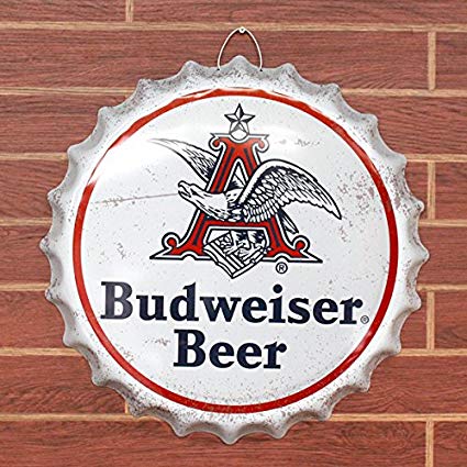 Budwieser Logo - Budweiser Beer Anheuser Busch Logo Corrugated Metal Sign, Scalloped 