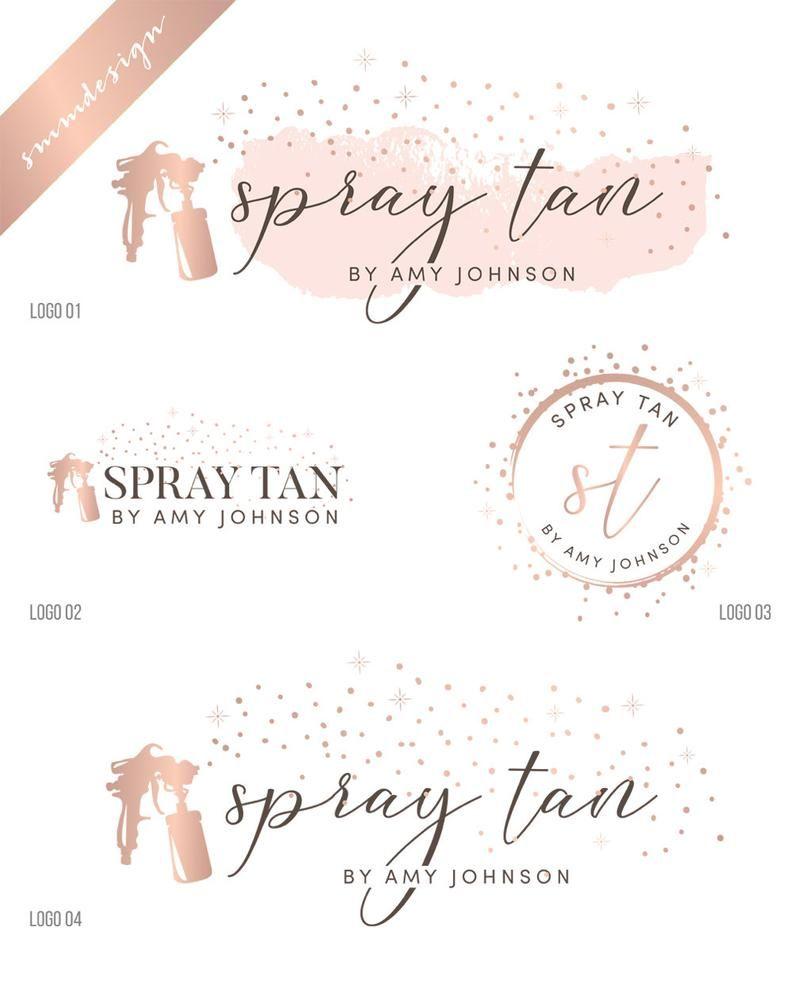 Tanning Logo - Mobile Tanning Logo, Spray Tan Logo, Logo design, Beauty logo, Custom logo, Business logo Branding Kit Custom logo design Rose gold logo 263