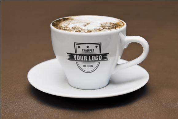 Cappuccino Logo - Logo on Cappuccino Cup Mockup Generator