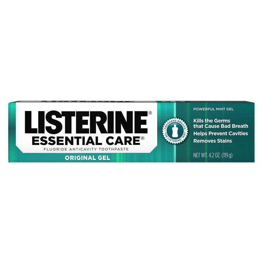 Listerine Logo - Listerine Essential Care Essential Care Powerful Mint Original Gel Fluoride Toothpaste Powerful Mint Gel