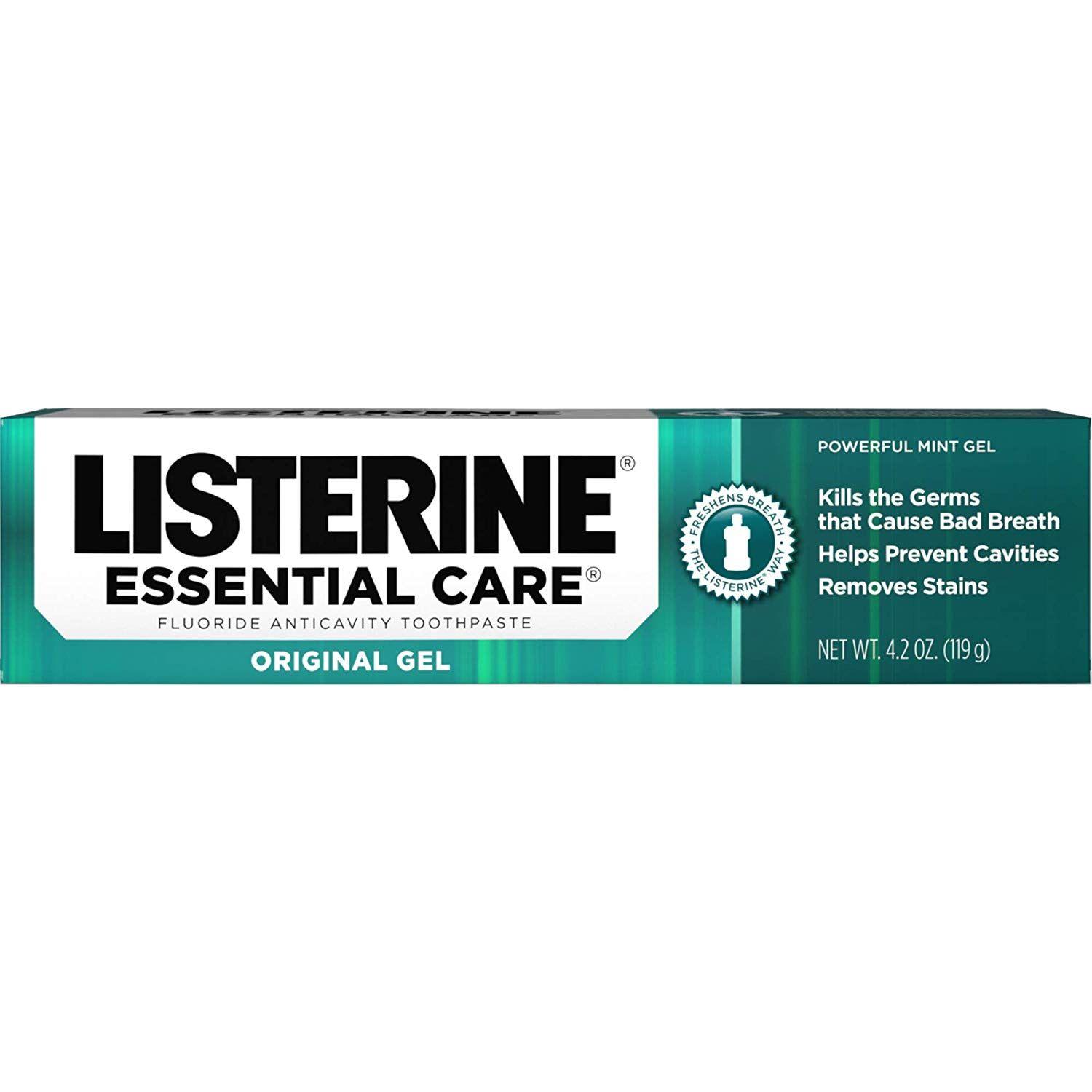 Listerine Logo - Listerine Essential Care Fluoride Anticavity Toothpaste Gel, 4.2 Ounce,  (Pack of 3)