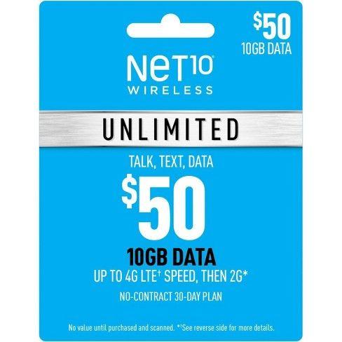 Net10 Logo - Net10 $50 Unlimited 30 Day Talk Text Data Prepaid Card (Email Delivery)
