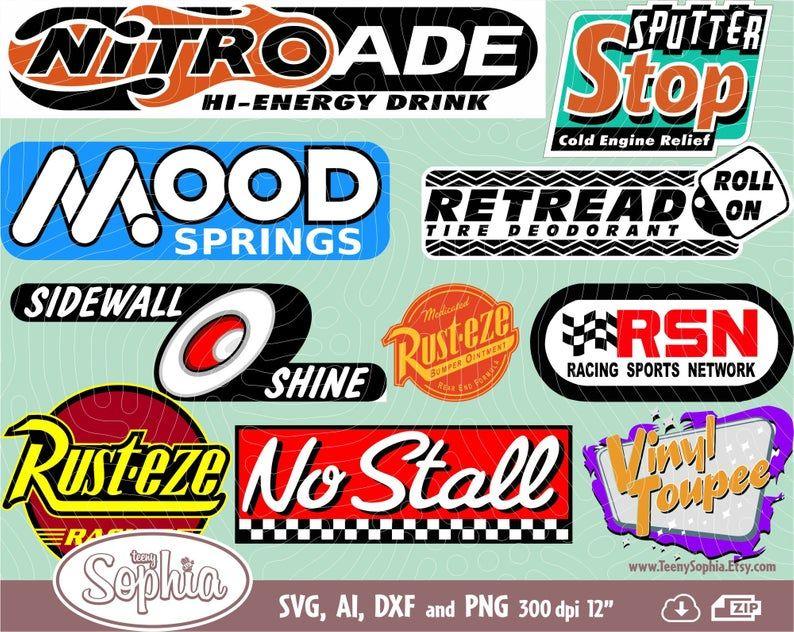 Vitoline Logo - Disney Cars McQueen sponsors logos cliparts including Dinoco Piston Cup  Rusteze Revolting No Stall Tank Coat Vinyl Toupee Vitoline Nitroade