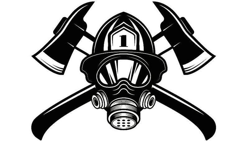 M.A.s.k. Logo - Firefighter Logo Firefighting Helmet Mask Axes Fireman Fighting Fight Fire Rescue Emt .SVG .EPS .PNG Clipart Vector Cricut Cut Cutting