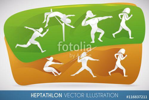 Heptathlon Logo - Heptathlon Poster with all Track and Field Events, Vector