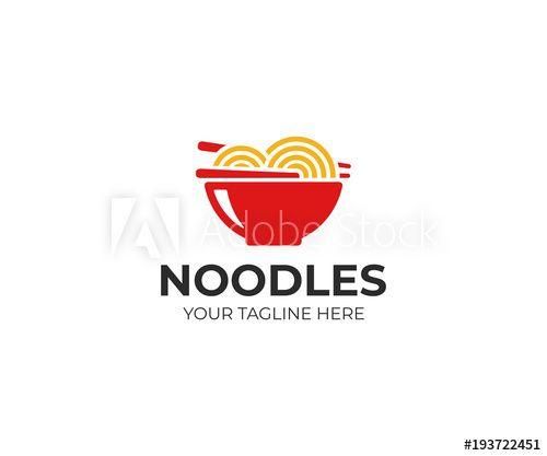 Bowl Logo - Noodle bowl logo template. Chinese food vector design. Ramen noodles