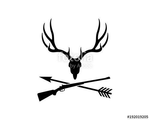 Dear Logo - Skull Dear Head with Sniper Gun and Arrow Cross for Hunting Symbol ...