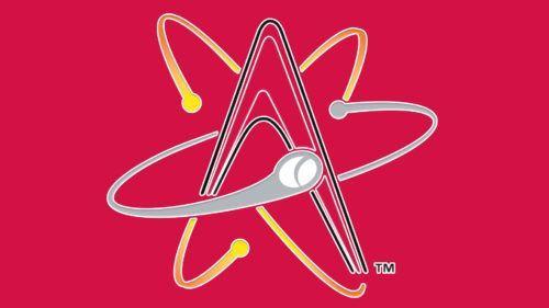 Isotopes Logo - The Albuquerque Isotopes logo features red, black, grey, and several