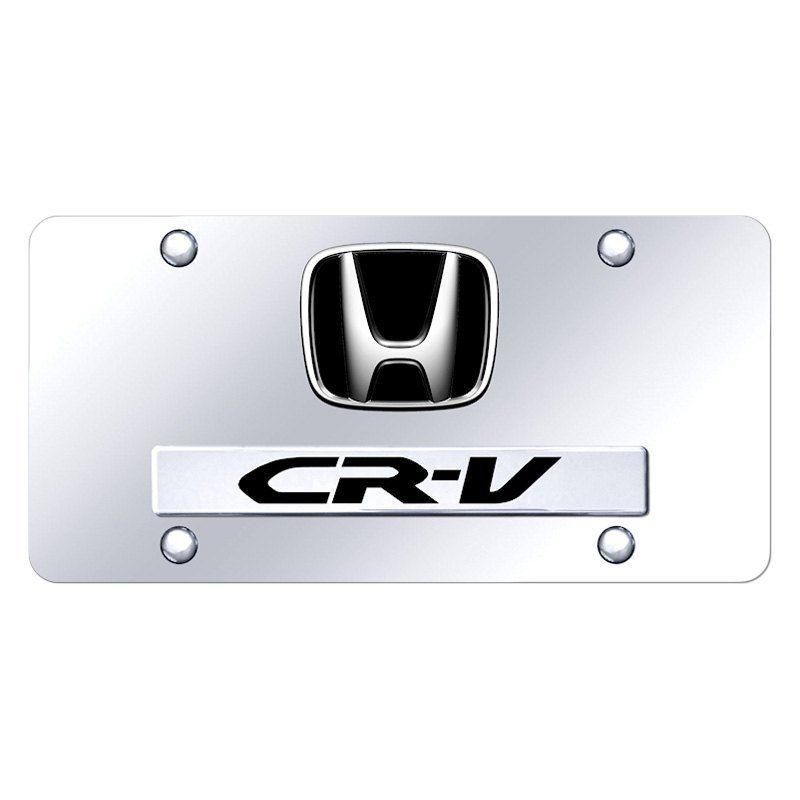 Crv Logo - Autogold® D.CRV.CC - Chrome License Plate with 3D Chrome / Black CR-V Logo  and Honda Emblem