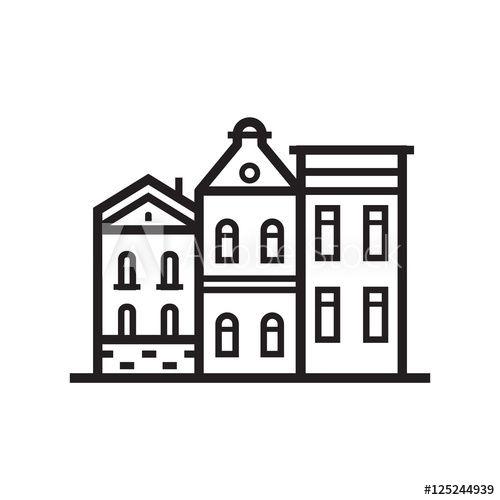Townhouse Logo - Europe street and house emblem. British or scandinavian townhouse