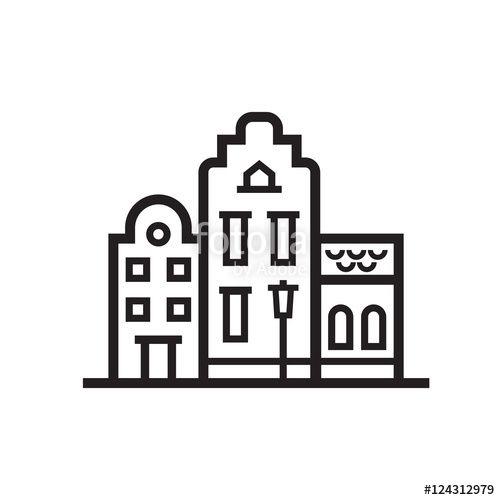 Townhouse Logo - Europe street and house emblem. Amsterdam or scandinavian townhouse