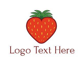 Strawberry Logo - Strawberry Heart Logo
