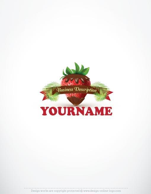 Strawberry Logo - Exclusive Design: Strawberry Chocolate logo + FREE Business Card