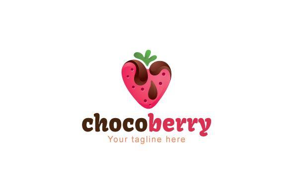 Strawberry Logo - Chocu00f3 Berry Fruit Chocolate Stock Logo