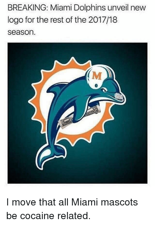 Cocaine Logo - BREAKING Miami Dolphins Unveil New Logo for the Rest of the 201718