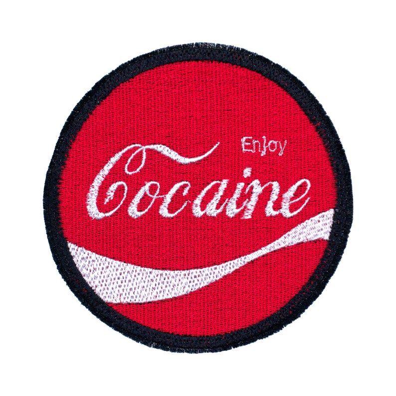 Cocaine Logo - Enjoy Coke Cocaine Mock Coca Cola Logo Embroidered Sew-On & Iron-On Patch