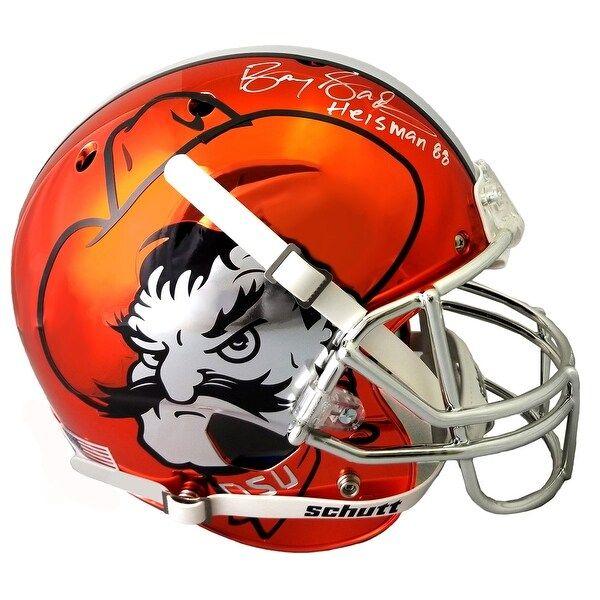 Schutt Logo - Barry Sanders Oklahoma State Orange Chrome Pistol Pete Logo Schutt Full  Size Replica Helmet wHeisma