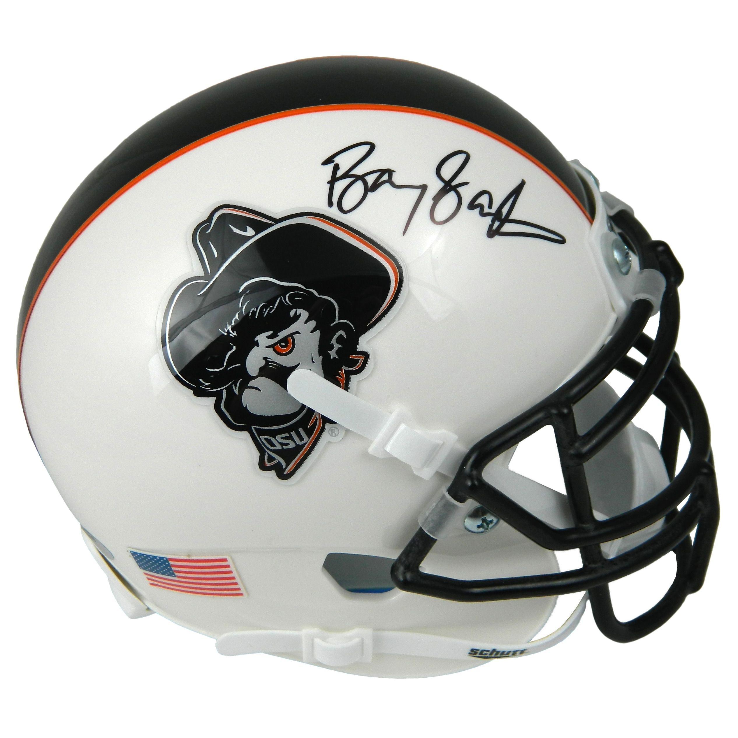 Schutt Logo - Barry Sanders Oklahoma State Cowboys White Pistol Pete Logo Schutt Mini  Helmet