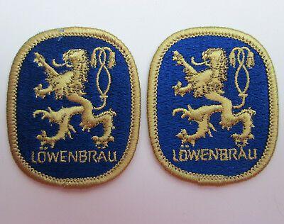 Lowenbrau Logo - TWO LOWENBRAU BEER Patches 2 by 2 1/2 vintage Gold Lion Logo New Old Stock  NOS