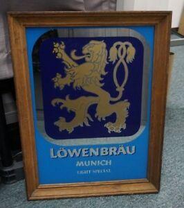 Lowenbrau Logo - Details about Vintage Bar Mirror Framed LOWENBRAU Munich BEER Logo 26x20