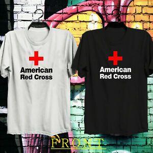 Cros Logo - Details about american red cros Logo Black & White T Shirt Tee 100% Cotton