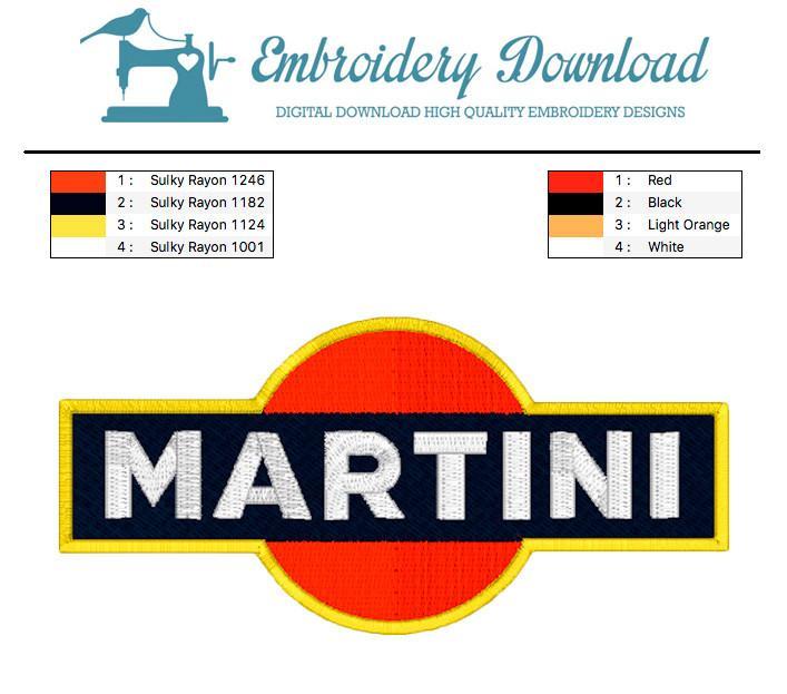 Martini Logo - Embroidery Design Martini Logo