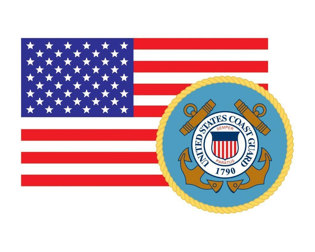 USCG Logo - American Flag with Coast Guard Emblem USCG Logo Vinyl Decal Sticker for  Cars Trucks Laptops etc. 3.22x5 …