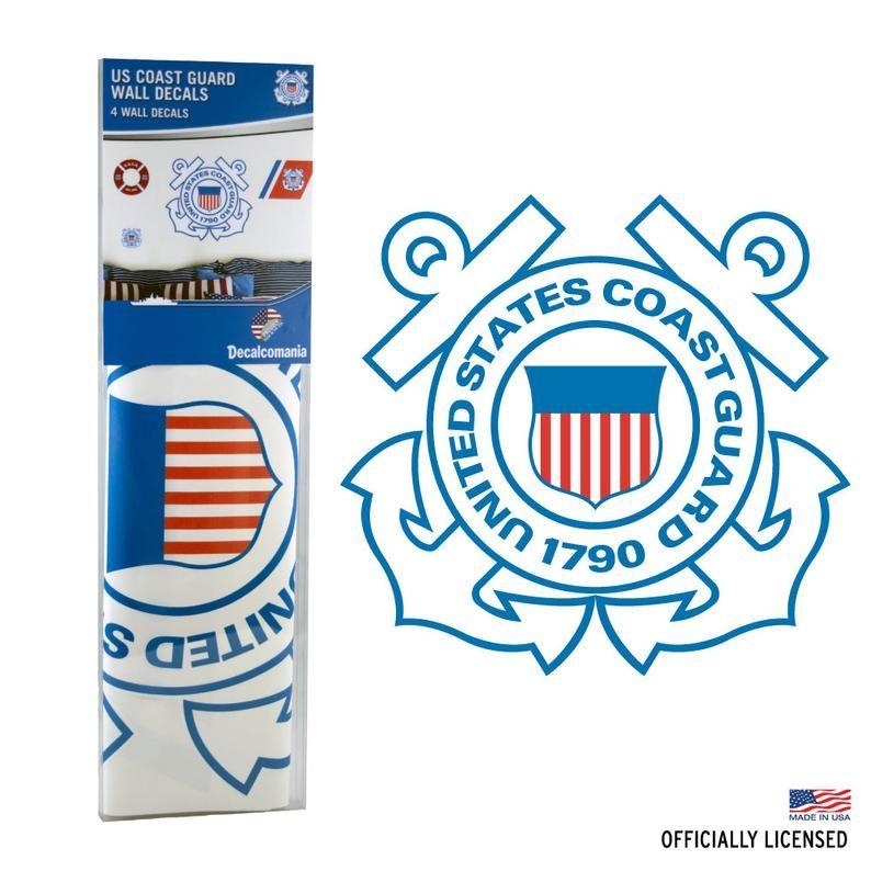 USCG Logo - United States Coast Guard USCG Logo Anchor Flag Repositionable Military 4  Wall Vinyl Decals Posters Décor