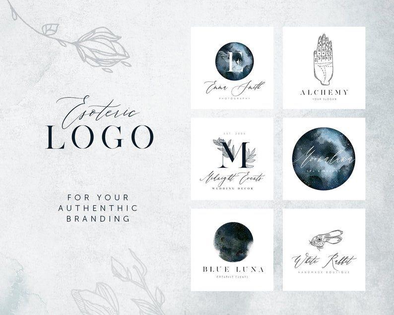 Witchcraft Logo - Esoteric logo. Alchemy, Magic, Witchcraft Branding Digital in PSD and JPG, moon, monogram