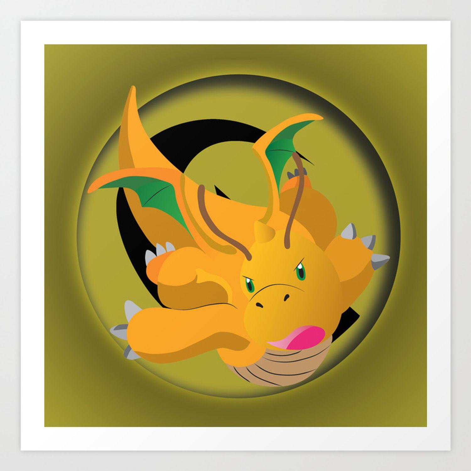 Dragon-type Logo - Dragonite-Dragon Type Revisited Art Print