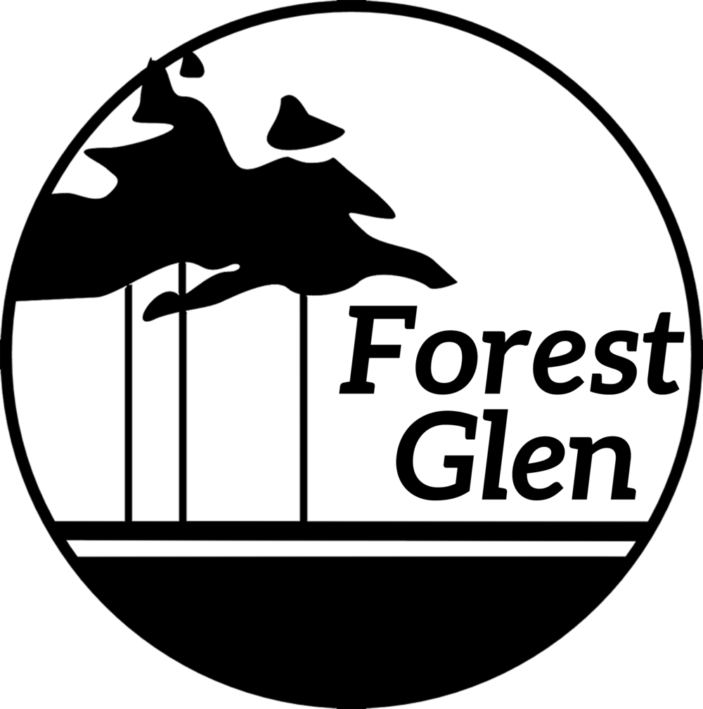 Glen Logo - Forest Glen camp. Tee - Lake Blue/White