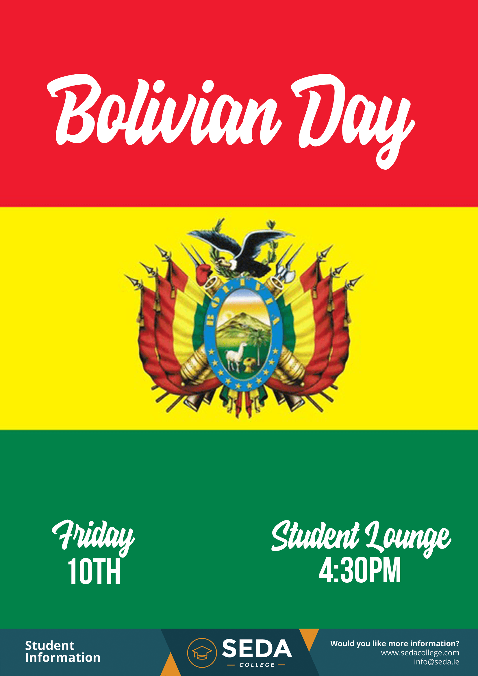 Bolivian Logo - SEDA COLLEGE WILL CELEBRATE THE DAY OF BOLIVIA ON FRIDAY - SEDA College