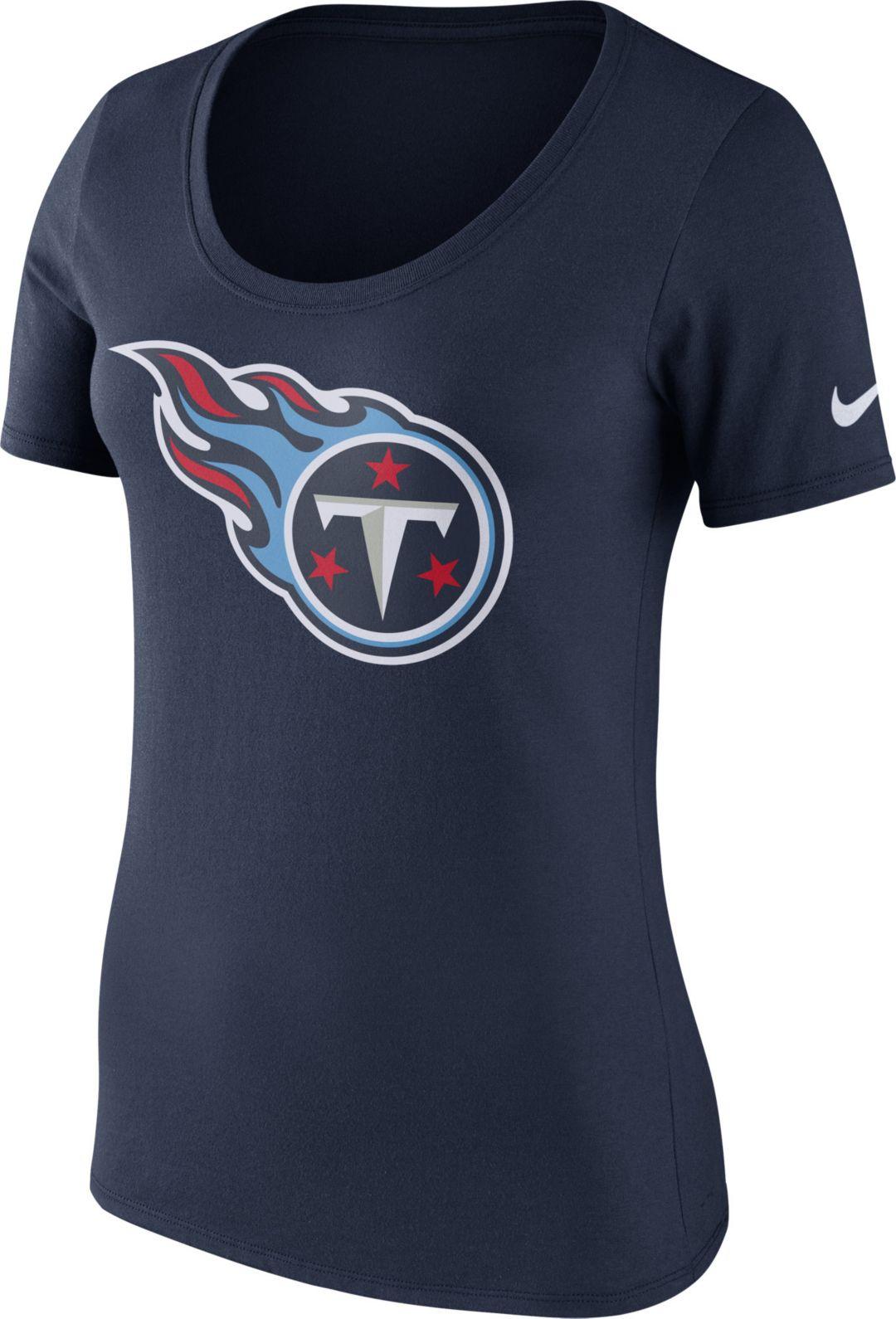 Tiatins Logo - Nike Women's Tennessee Titans Primary Logo Navy Scoop Neck T-Shirt