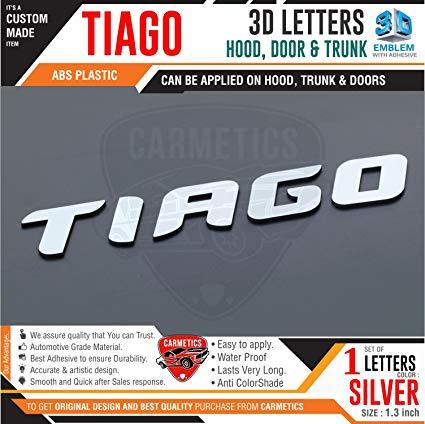 Tiago Logo - CarMetics Tiago 3D Letters for Tata Tiago Silver 3D Letters