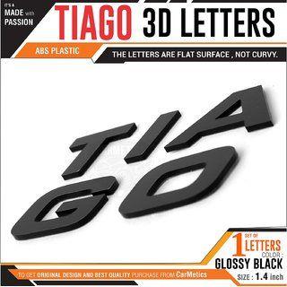 Tiago Logo - Carmetics TIAGO 3d Letters for Tata TIAGO - tata TIAGO accessories 3d  stickers logo emblem graphics - Glossy Black Finis