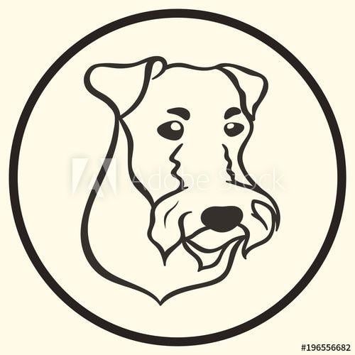 Terrier Logo - Head of Airedale terrier breed vector silhouette sign, symbol. Doggy ...