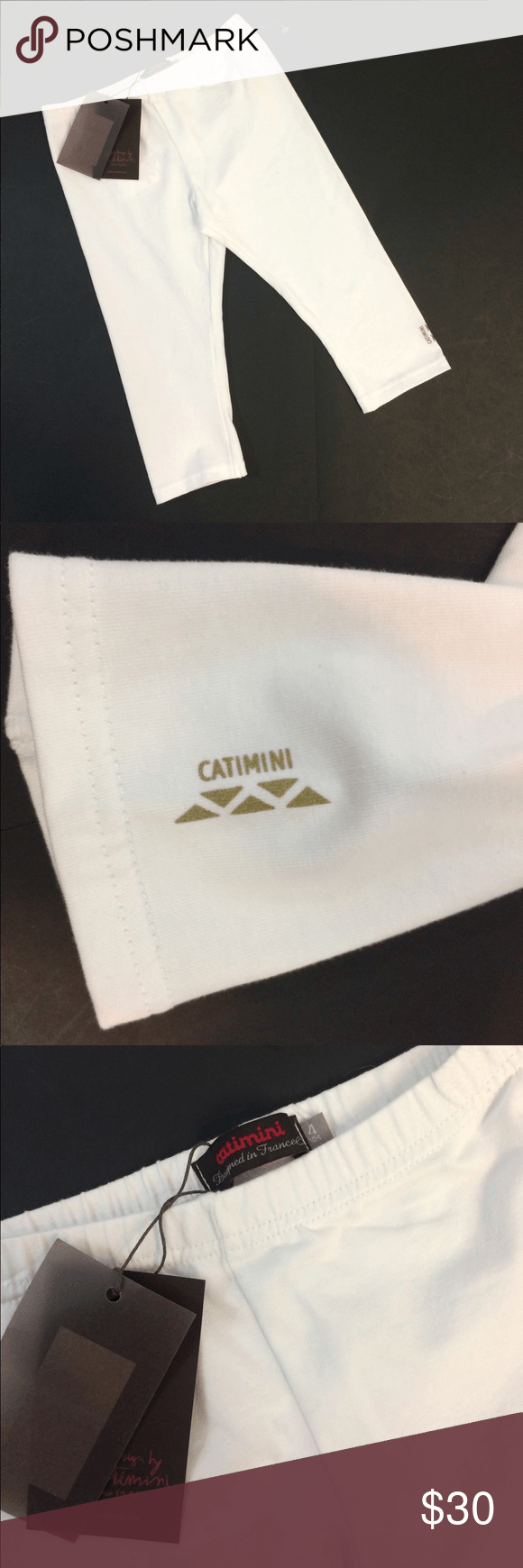 Catimini Logo - NWT [Catimini] White Court Leggings 4 Plain Simple -New with tags